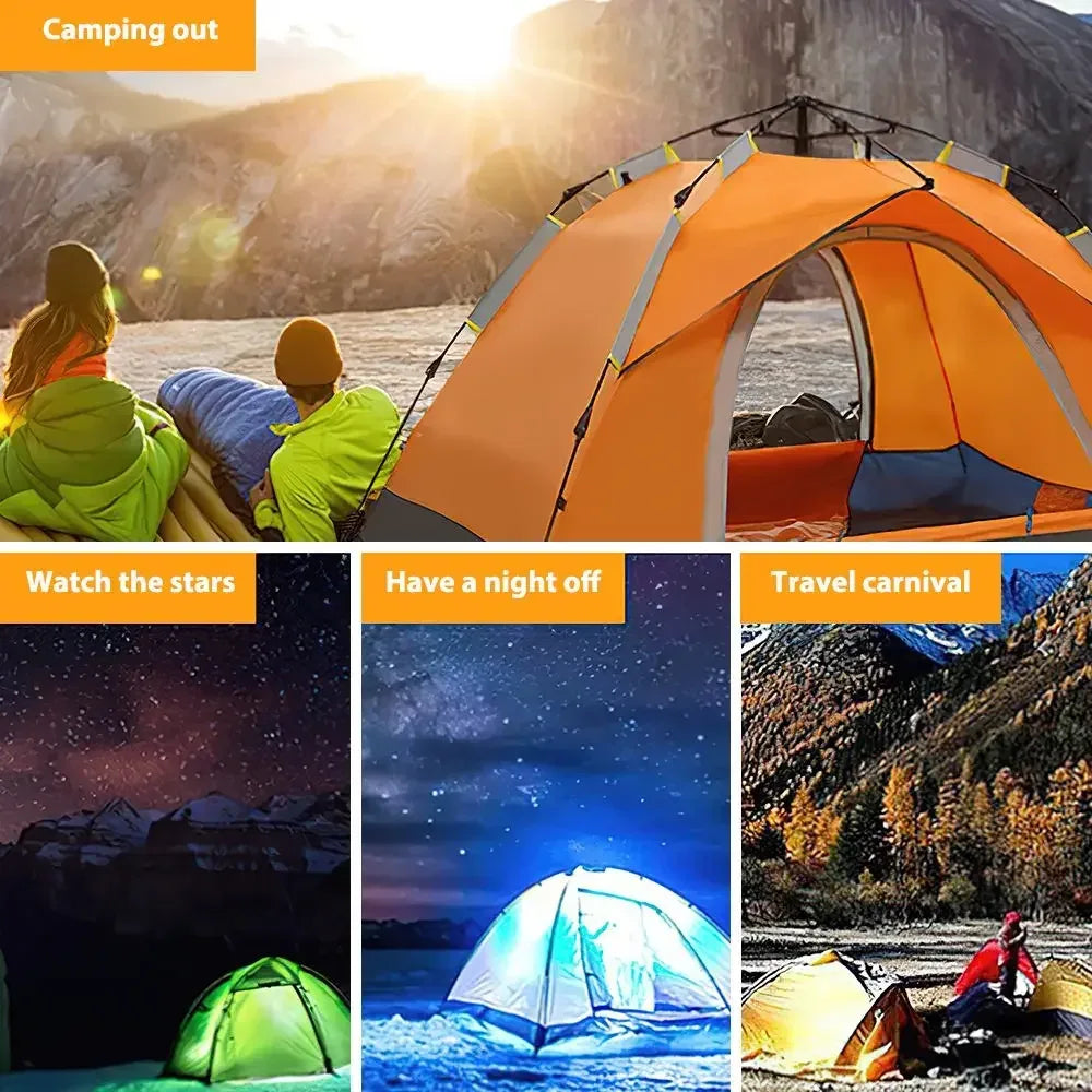 One-click automatic camping tent, double, waterproof roof, double door, outdoor, 2-3