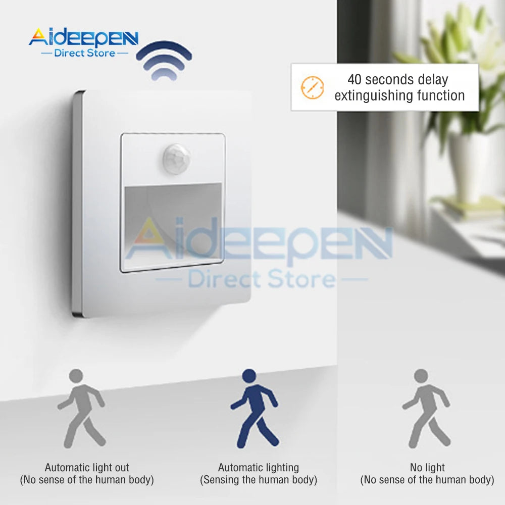 PIR Motion Detector Sensor Led Stair Light Infrared Human Body Induction Lamp Recessed Steps Ladder Staircase Bedroom Decoration