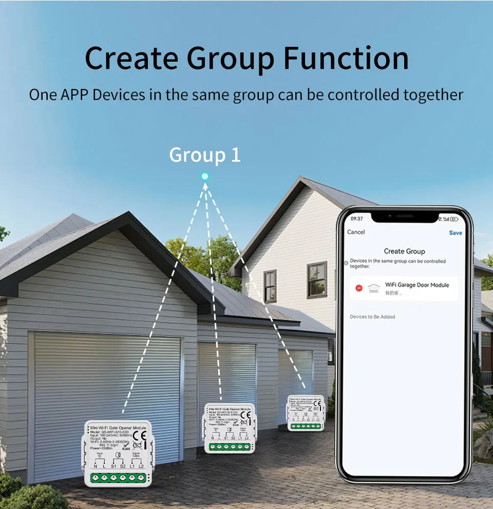 Tuya Smart Garage Door Switch Module Wifi 100-240V Gate Opener Controller for Alexa Google Home Assistant Yandex Voice Control