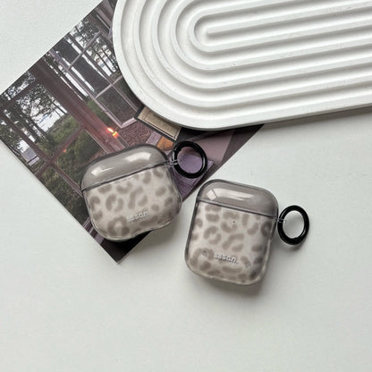 Simple Chic Transparent Grey Leopard Print Pattern Protective Earphone Case Cover for AirPods 1 2 3 4 Pro Pro2 Pro3