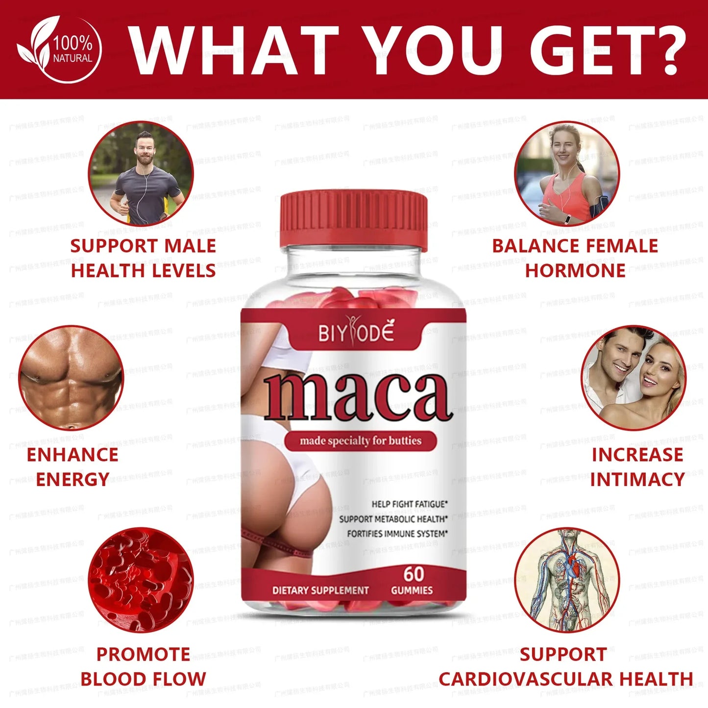 Maca Gummies + Maintain Buttocks Gummies Change the state of the buttocks, energy balance and female hormones