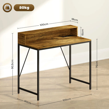 Homcom Desk Table with Led Lights 100X50X90.5 cm Rustic Brown