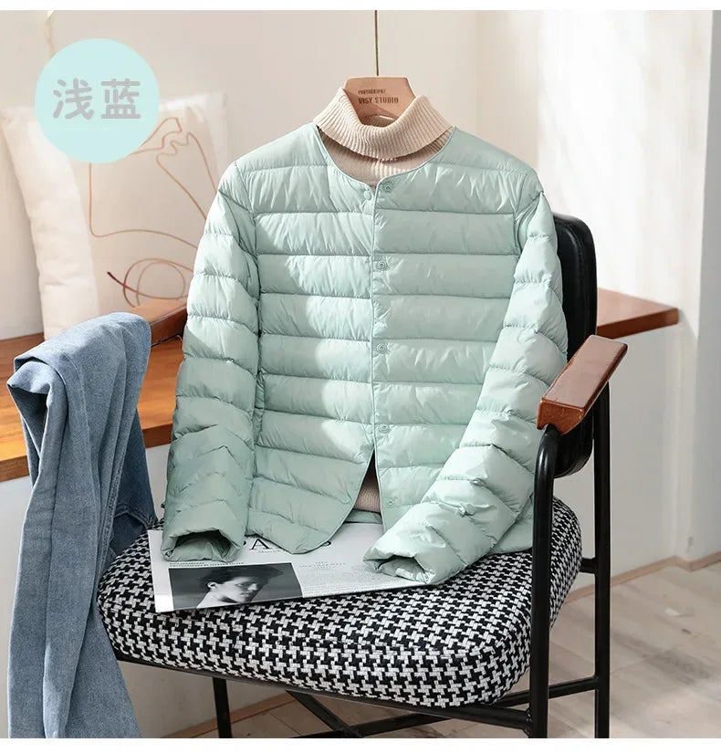 Light Down Coat Spring Autumn Warm Women White Duck Down Slim Jackets Female Fashion Ultra Lightweight Packable Puffer Coats