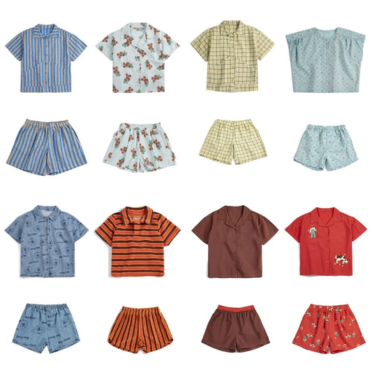 kids shirts and shorts clothing sets 2026 new summer boys girls cute print short sleeve tees tops and shorts clothes sets bc