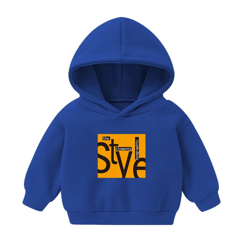 1pcs Boys Girls Thick Velvet Cartoon Tees Kids Solid Casual Fashion Warm Autumn Winter Sweatshirt Hoodie Baby Cloths Infant Tops