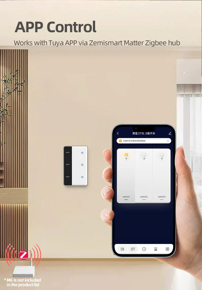 Zigbee Smart DIY Name Switch Work with Tuya App US Type Display Screen Touch Wall Light Switch Alexa Google Home Voice Control