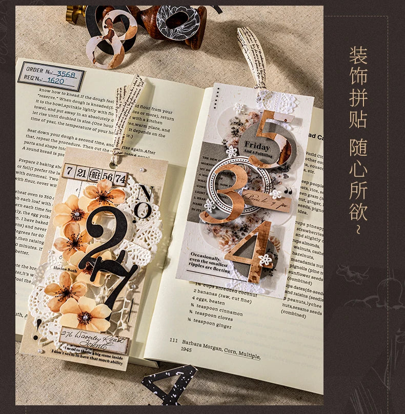 Journal GO 20pcs Creative Hard Card Vintage Numbers Stickers for Photo Frame Scrapbooking Journaling diy Retro Number Sticker