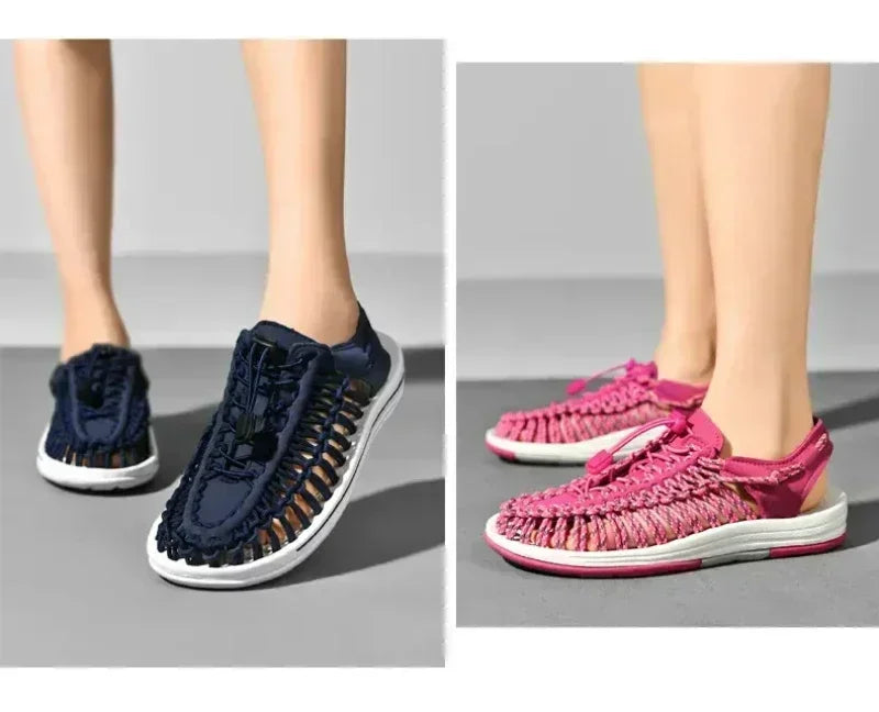 Breathable Casual Flat Sandals Outdoor Couples Sandals Size 48 Summer Men Sandals Women Slippers Weaving Design Beach Sandals