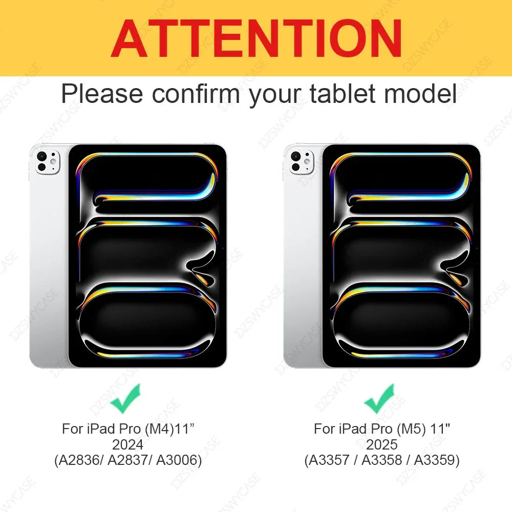 Case for iPad Pro 11 M4 M5 2024 2025, with Pencil Holder, Shockproof Slim Cover with Clear Hard PC Back Shell, Auto Sleep/Wake