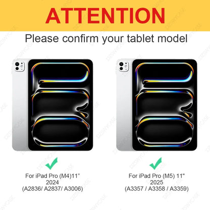 Case for iPad Pro 11 M4 M5 2024 2025, with Pencil Holder, Shockproof Slim Cover with Clear Hard PC Back Shell, Auto Sleep/Wake