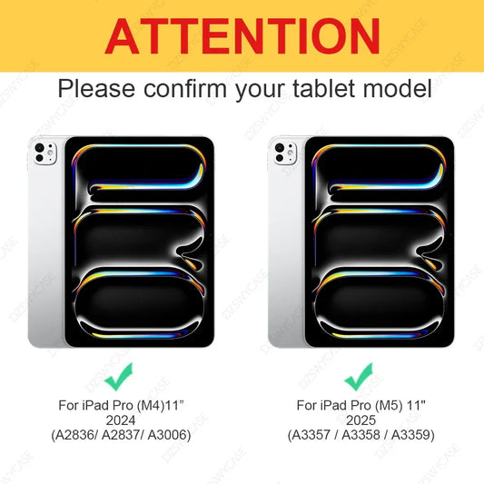 Case for iPad Pro 11 M4 M5 2024 2025, with Pencil Holder, Shockproof Slim Cover with Clear Hard PC Back Shell, Auto Sleep/Wake