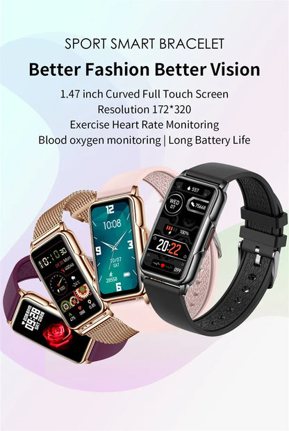 Classic Smart Bracelet Ladies Smart Watch Men Heart Rate Blood Oxygen Waterproof Sports Smart Strap Women Watch For Android IOS