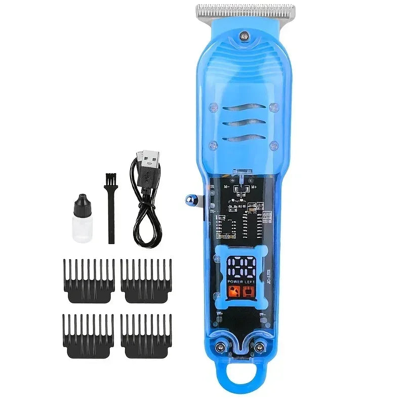 Transparent Body Electric Hair Clipper Professional Trimmer USB Rechargeable Hair Cutting Machine For Men Holiday Gift For Him