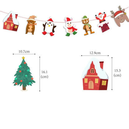 Christmas Banner Tree Ornaments Merry Decoration for Home 2025 Santa Claus Pendant Xmas Gifts New Year 2026 Flag Party Pulling