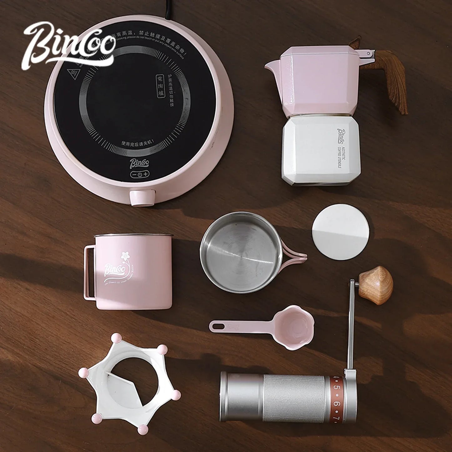 BINCOO Dual Valve Moka Pot Square Coffee Pot Espresso Pot Coffee Extraction Maker Set Electric Stove 220v Italian Home Barista