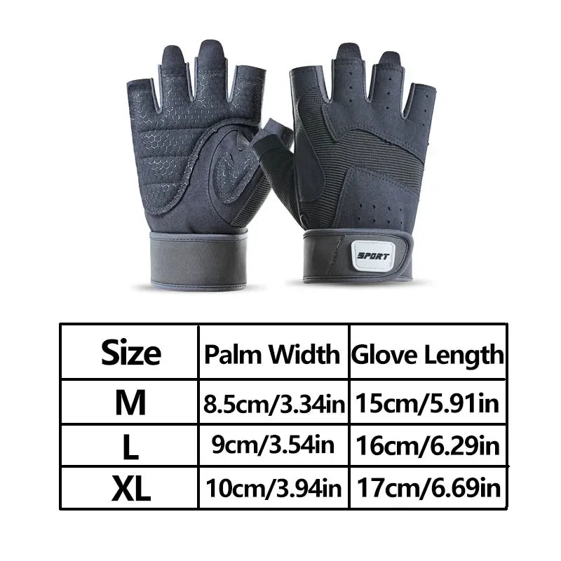 Half Finger Bodybuilding Gym Gloves Weightlifting Dumbbell Training Anti-Slip Fitness Gloves Crossfit Workout Exercise Men Women