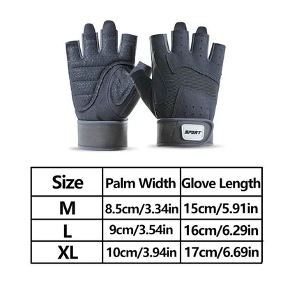 Half Finger Bodybuilding Gym Gloves Weightlifting Dumbbell Training Anti-Slip Fitness Gloves Crossfit Workout Exercise Men Women