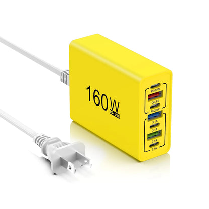 160W 7 Ports USB Charger USB Type C Wall Charger Adapter For Xiaomi iPhone Samsung POCO EU/US Plug USB PD Travel Chargers Socket