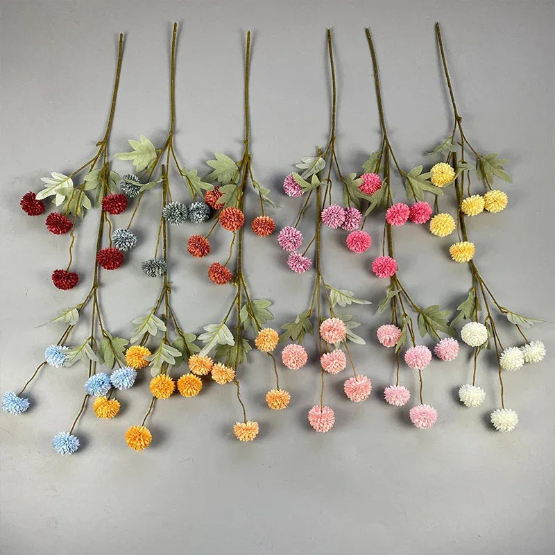 5 Head Dandelion Artificial Flowers Wedding Decoration Fake Flowers Small Thorn Ball DIY Home Decor Bouquet Valentine's Day Gift