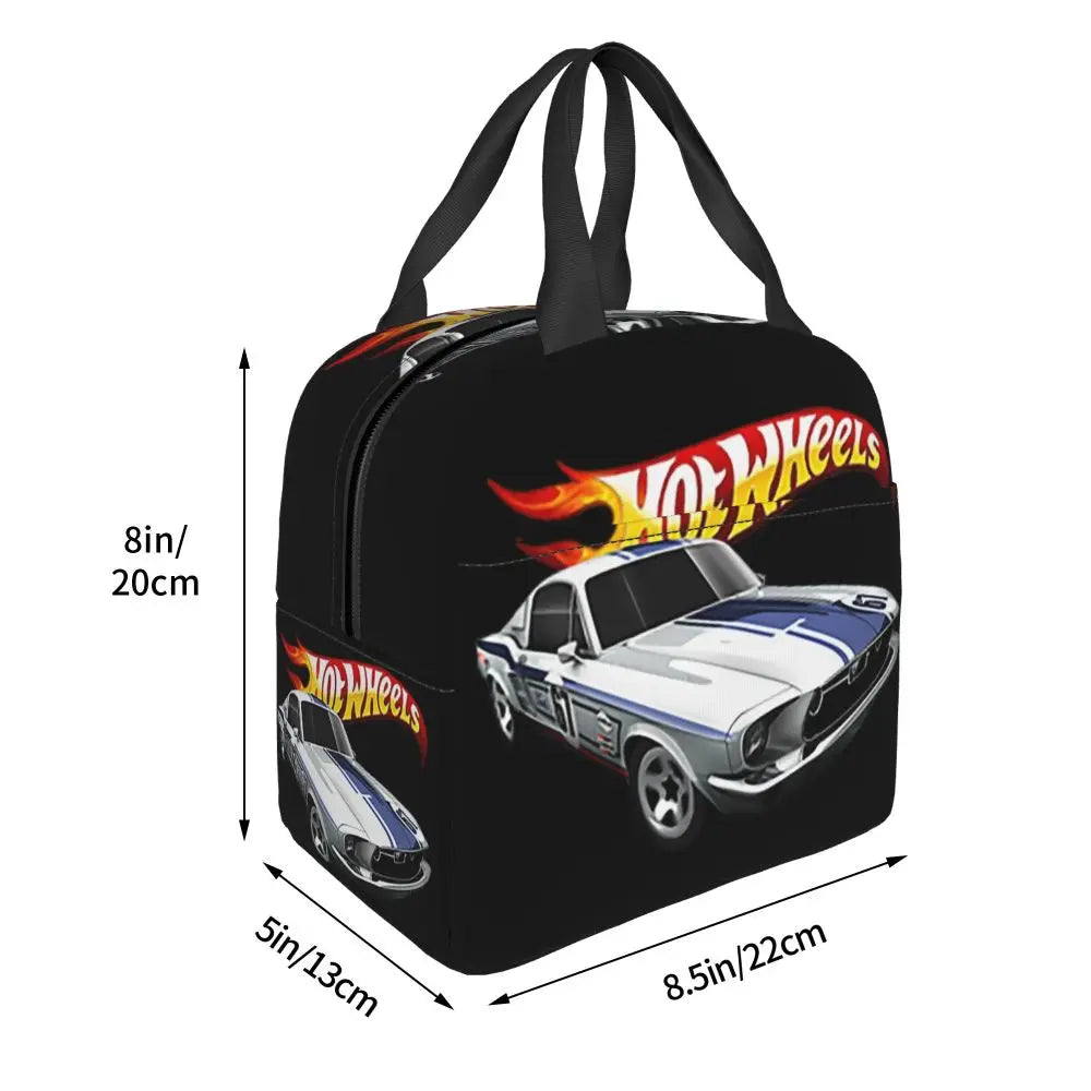 Custom Hot Wheels For Fans Thermal Insulated Lunch Bag Cartoon Sport Car Portable Lunch Container Travel Multifunction Food Box