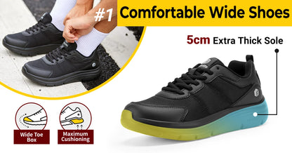 FitVille Walking Shoes for Men Wide Width Thick sole Lightweight Breathable Sneakers Shoes for Plantar Fasciitis Pain Relief