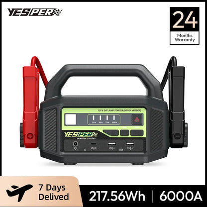 YESPER 24V Jump Car 6000A Peak Jump Starter For car Truck Portable Truck Battery Starting Device External battery