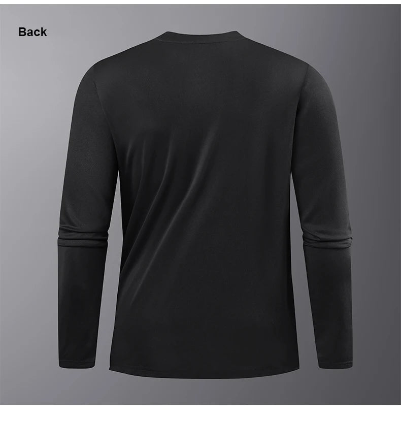 Long-Sleeved Ice Silk Breathable Running Top Round Neck Fitness Wear Quick-Drying Sports T-Shirt Thin Casual Quick-Drying