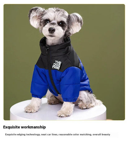 Fashion Dog Coat Clothes, Trendy Embroidered Dog Autumn and Winter Cotton Clothing, Pet Clothing, Thickened Warm Down Clothing