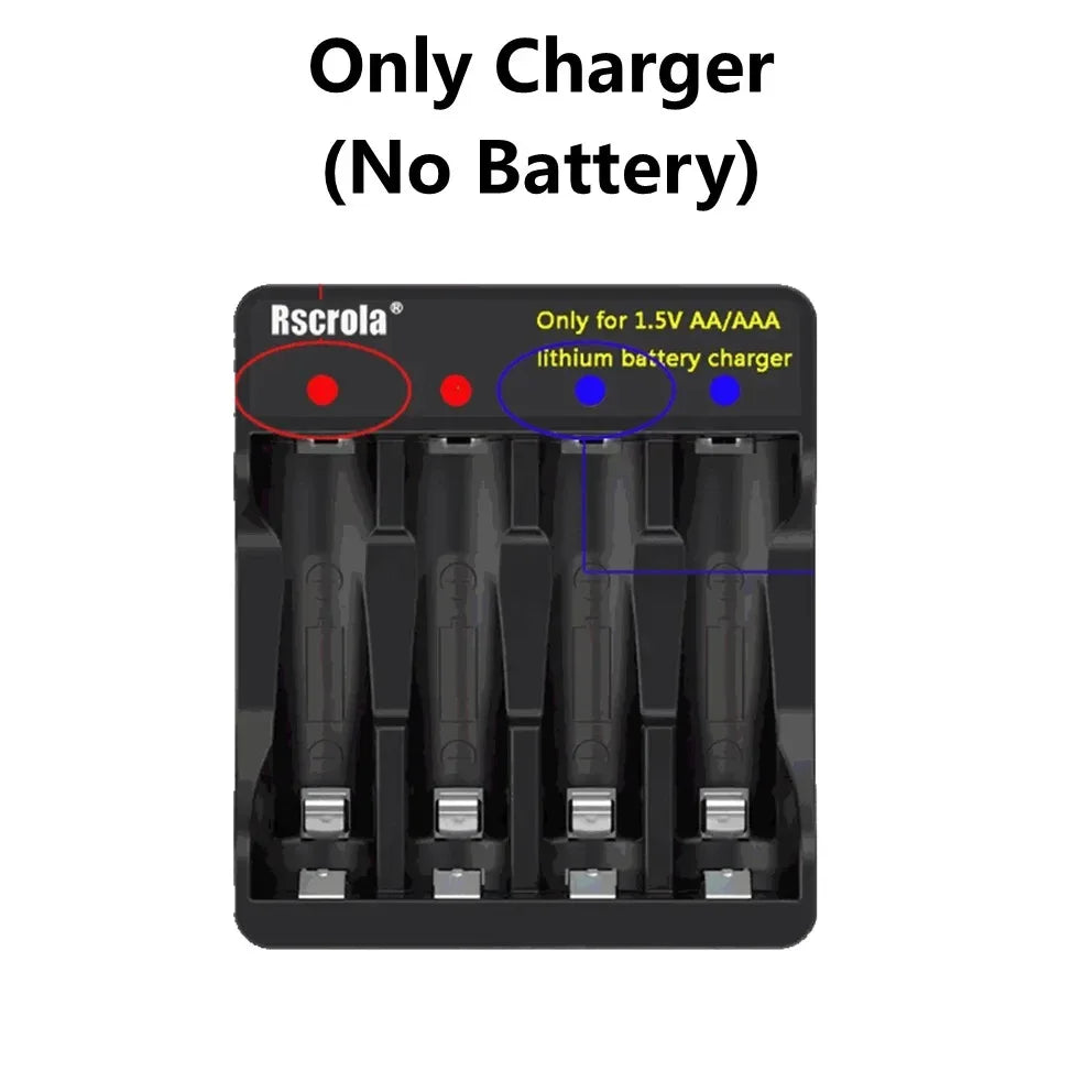 Rechargeable Lithium Battery AA 12800mWh Long-Lasting AA Rechargeable Batteries with Charger for Remote Controller Toys Doorbell