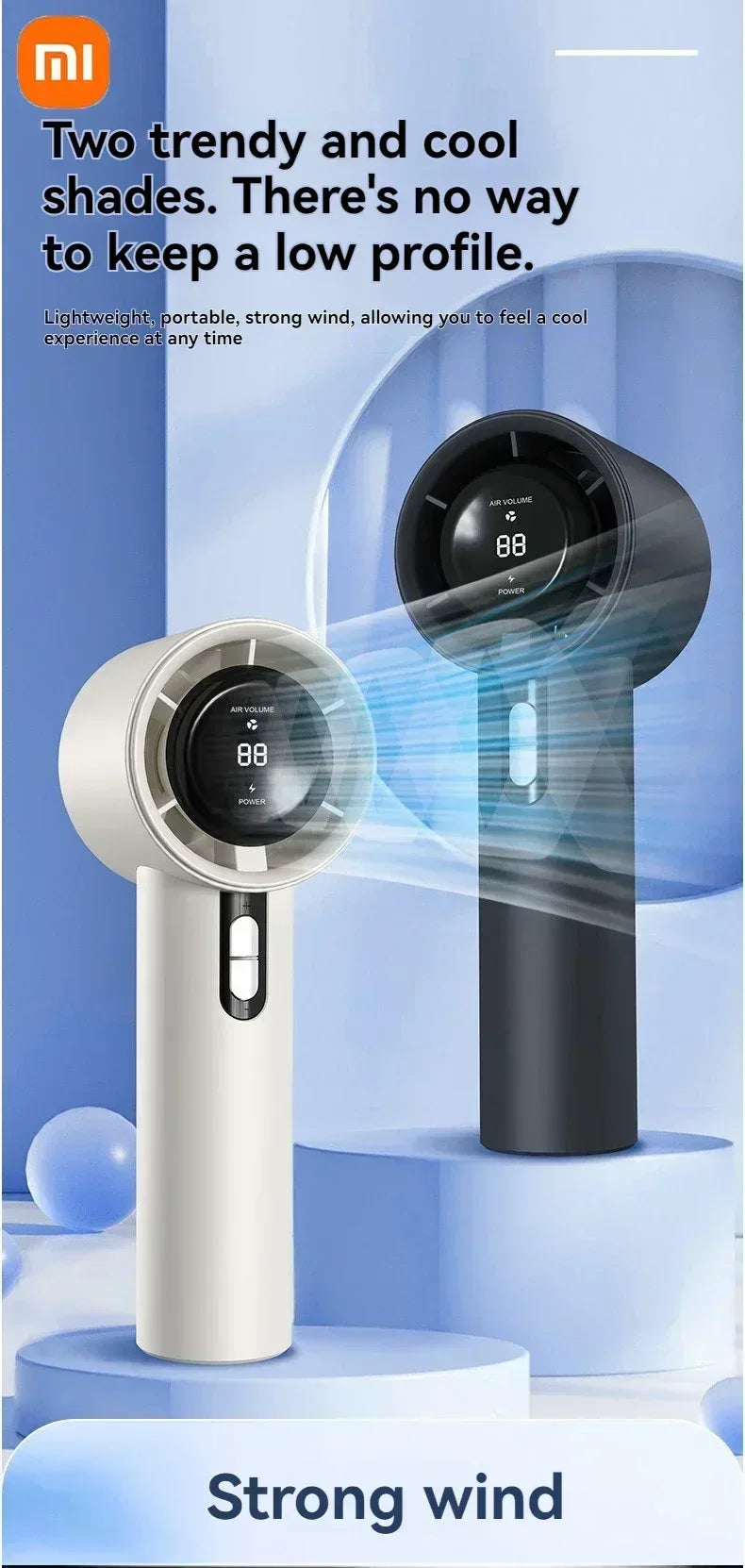 Xiaomi Ultra Quiet 100 Speed Handheld Fan USB Rechargeable Portable Mini Turbo Fan for Office and Travel with LED Indicator