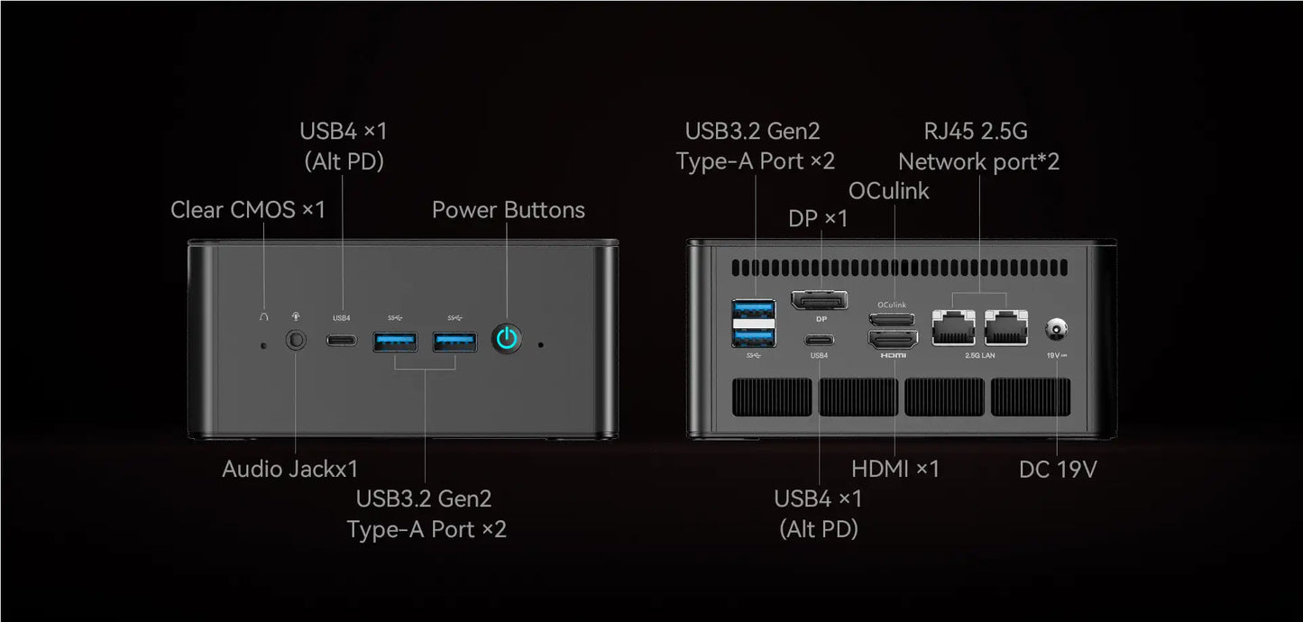 MINISFORUM OCuLink Gaming Mini PC UM890 UM880 Pro AMD Ryzen 9 8945HS R7 8845HS 2*USB4 2*DDR5 2*PCIE4 Windows 11 Computer WiFi6E