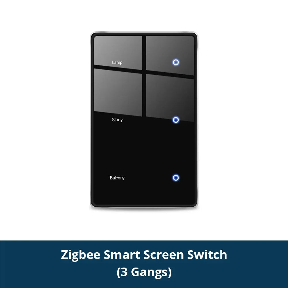 Zemismart Zigbee DIY Name Switch US Black Touch Panel Smart Display Screen Light Switch Work with Tuya Smart Life App