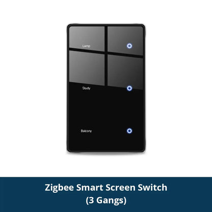Zemismart Zigbee DIY Name Switch US Black Touch Panel Smart Display Screen Light Switch Work with Tuya Smart Life App