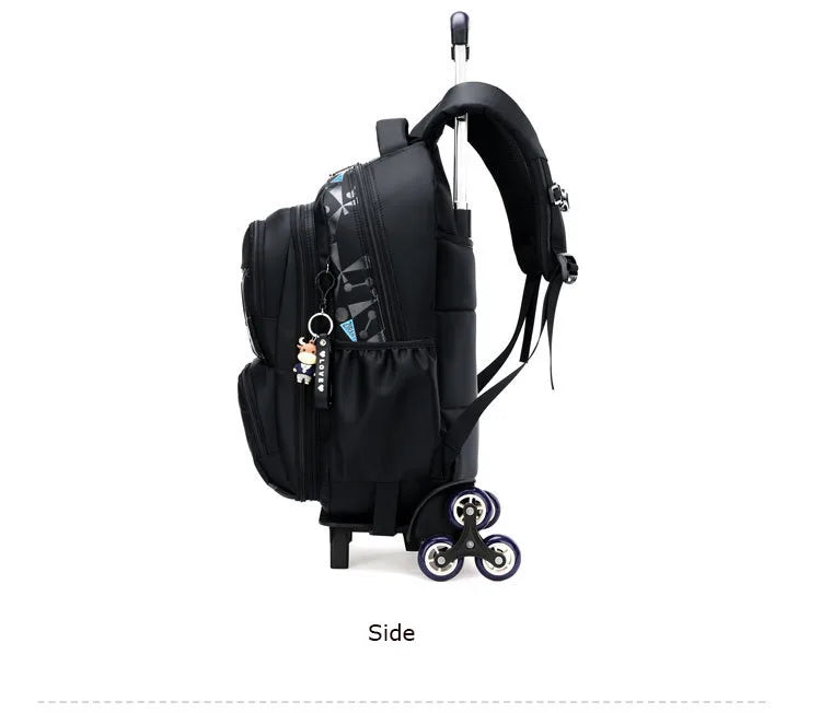 High-capacity on 2/6 Wheels Waterproof Luggage Rolling Bag Student Shoulder Backpack  Detachable Children Rolling School Bags