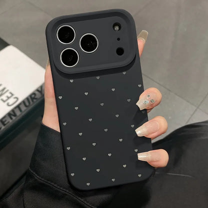 Cute Love Heart Candy Color Matte Case for iPhone 17 16 15 Pro Max 14 Plus 12 13 11 Air Soft Liquid Silicone Ultra Slim Cover