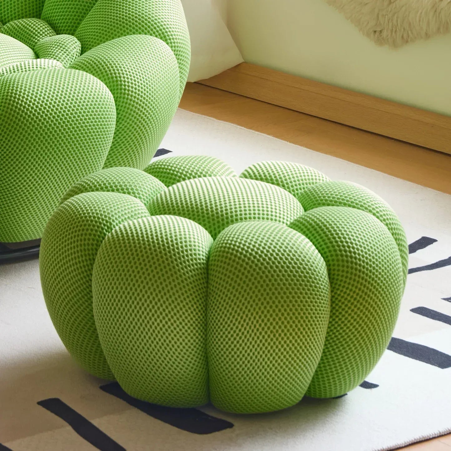 Nordic Sofa Pedal Simple Round Stool Low Ottomans Living Room Sofa Footstool 3D Fabric Creative Leg Footstool Pumpkin Footstools