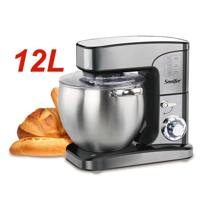 12L Stand Mixer Kitchen Aid Food Blender Cream Whisk Cake Dough Mixers With Bowl Stainless Steel Chef Machine Charm Sonifer