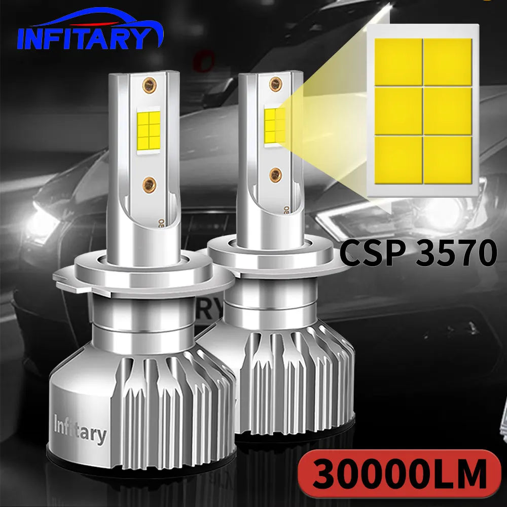Infitary H7 Led Car Lights H4 H11 Auto Fog Lamp 6500K Headlight Bulbs H1 30000LM Accessories 9005 9006 H1 880 H3 Automobile Bulb