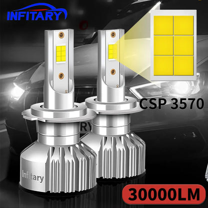 Infitary H7 Led Car Lights H4 H11 Auto Fog Lamp 6500K Headlight Bulbs H1 30000LM Accessories 9005 9006 H1 880 H3 Automobile Bulb