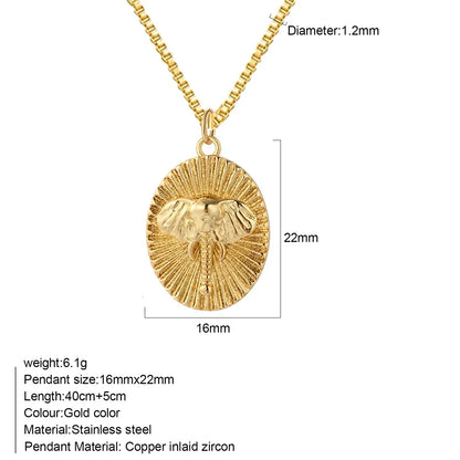 Bohemian Heart Animals Necklace for Women Cute Heart Punk Motocycle Pendant Gold Color Stainless Steel Long Chain Collars Neck