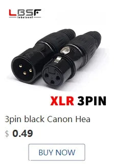 3pin black HF XLR connector 3pin D male female audio microphone socket for 86 panel YS145 YS146 YS145BG YS146BG