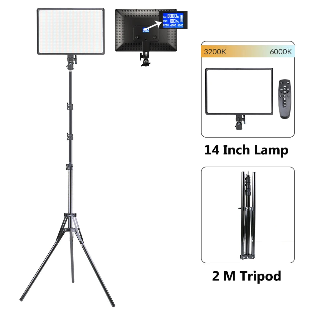 14inch 10inch LED Video Light Panel EU Plug 3200K-6000K Photography Lighting Remote Control For Live Streaming Photo Studio Lamp