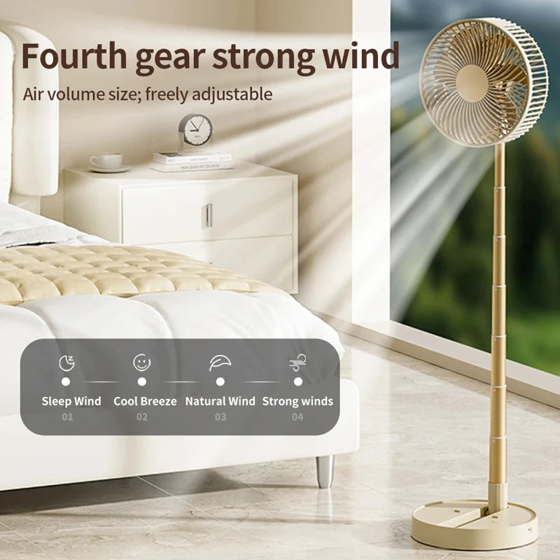 Lenovo USB Foldable Portable Fan 8inch 4 Speeds Timing Battery Operated Mini Floor Fan for Bedroom Indoor or Outdoor Table Fan