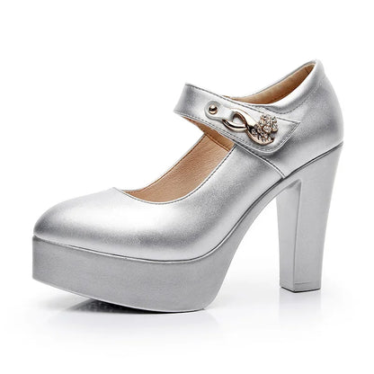 5 8 10cm Small Size 32-44 Elegant Gold Silver Wedding Shoes Women Platform Pumps 2026 Block High Heels Shoes Dress Office Model