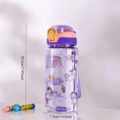 Dinosaur Themed Camping Bottle For Water Drinking Cup With Straw 600ml BPA Free Leakproof Kids Sports Bottle Lightweight Durable