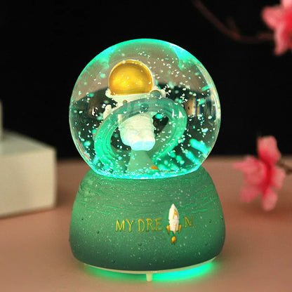 Unicorn Crystal Ball with LED Light Music Snow Globe Musical Box Resin Desktop Decoration Gift for Girls Kids Christmas Birthday