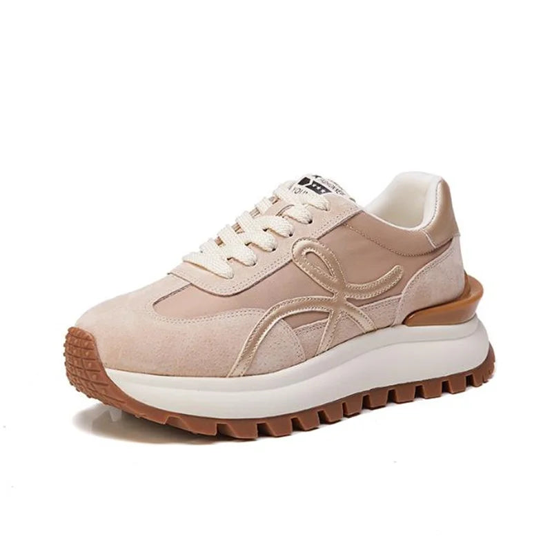 Women Sneakers Genuine Leather Platforms Ladies Casual Sports Shoes Comfy Students Sneakers Summer Popular Size 34-40