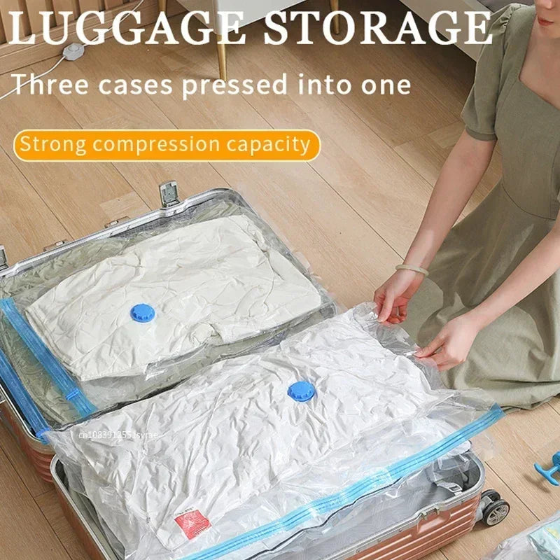 3/5pcs Travel Compression Bags, Travel Essentials Vacuum Storage Bags Space Saving Bags for Suitcases Organizer For Clothes