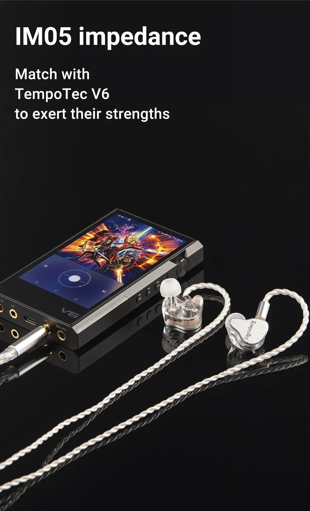 TempoTec IM01 Flathead 4.4mm earphones, IM05 3.5mm cable-detachable,0.78mm pin HiFi in-ear earphones 1DD+4BA