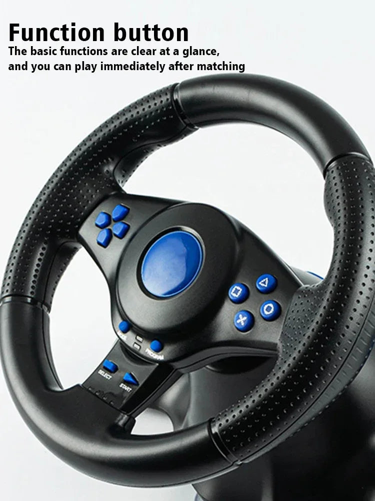 DATA FROG Racing Steering Wheel Vibration Controller Sim Racing Wheel with Pedals for PC Gaming Console Universal Gamepad